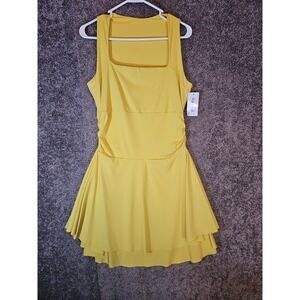 Kaximil Women's Yellow Square Neck Ruffled Mini Dress. Xl NWT